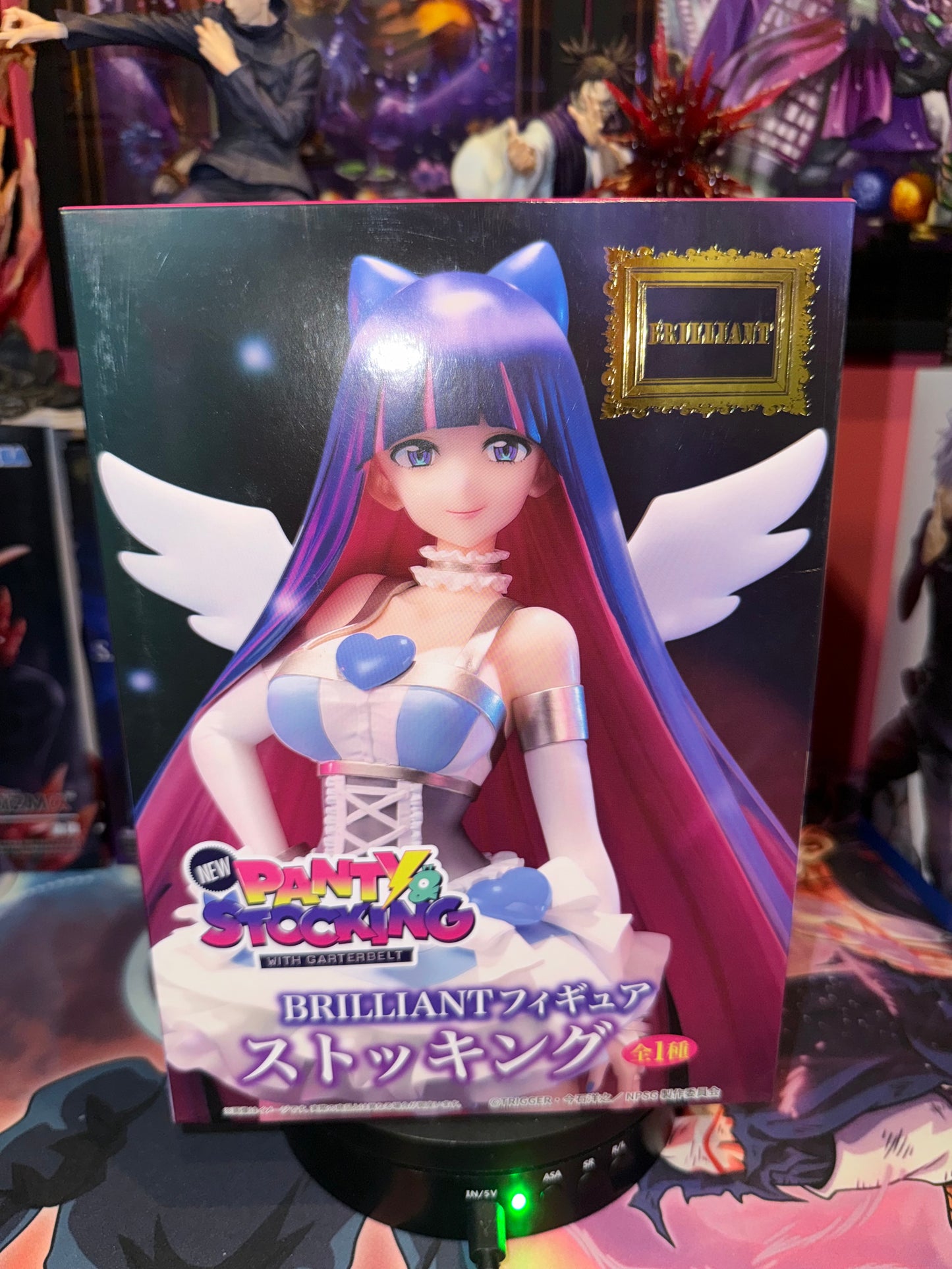 Stocking wings blue white figure